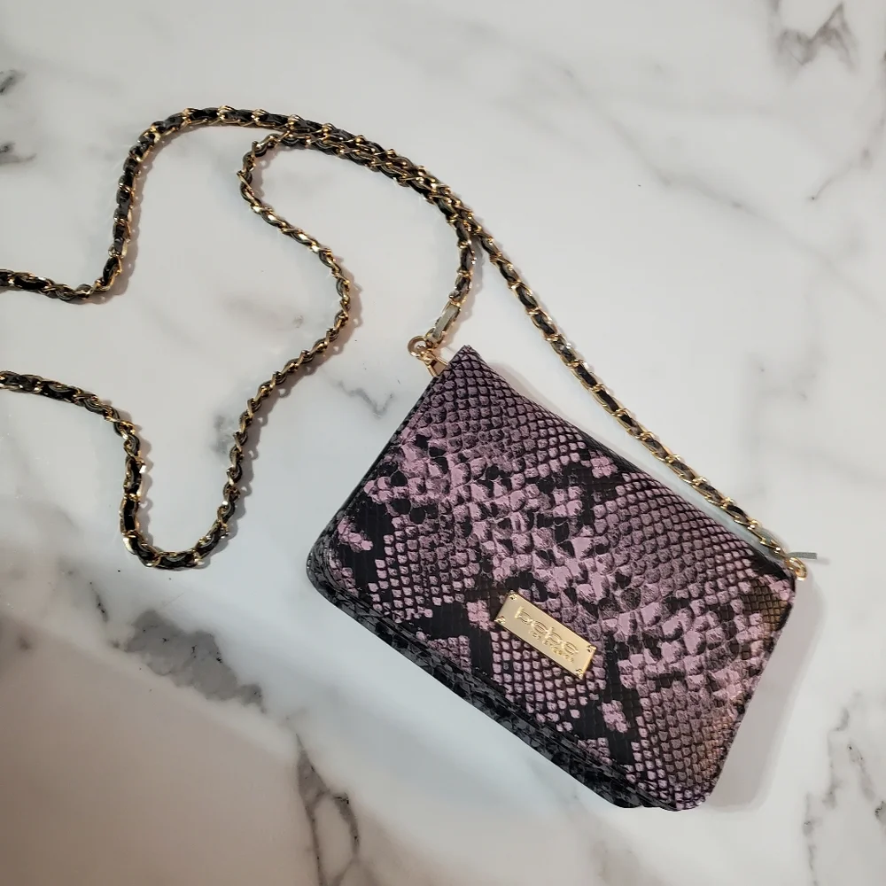 Bebe Purple Snakeskin Crossbody Bag